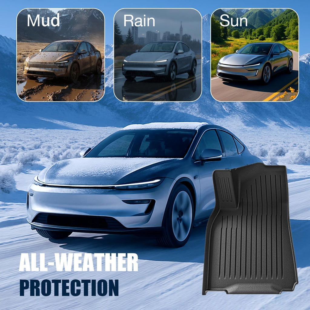 Custom Fit Floor Mats for 2026 Tesla Model Y Juniper Standard,TPE All-Weather Full Coverage Set w/Trunk Cargo Mat & Backrest,Non-Slip Odorless Interior Accessories 5-Seat(Only Fit Standard)