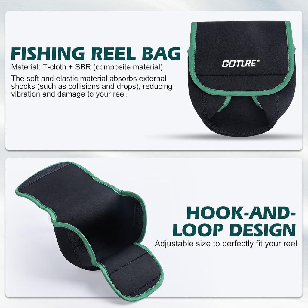 Goture Fishing Poles and Reels Combo - Green Telescoping Fishing Rod Portable Travel Kit with Carrier Bag for Freshwater Saltwater