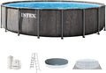 INTEX 26743EP Prism Frame Above Ground Swimming Pool Set: 18ft x 48in – Includes 1500 GPH Cartridge Filter Pump – Removable Ladder – Pool Cover – Ground Cloth