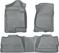 Husky Liners Weatherbeater Floor Mats | Fits 2007-2013 Chevrolet Silverado 1500, GMC Sierra 1500; 2007-2014 Silverado/Sierra 2500/3500 Crew CAB, Footwell Coverage | Front & 2nd Row, 3-pc Grey - 98202