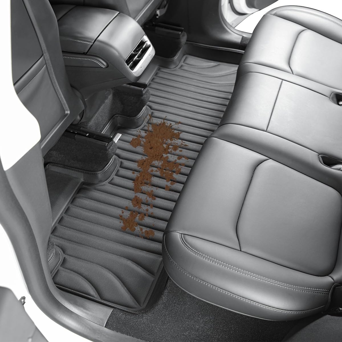 3PCS Extreme Coverage Floor Mats for Tesla Model Y (2021-2025) – Full 360° Cabin Protection, GapZero Fit with TrackGuard Rail Protection (Does NOT fit 7-Seat & Juniper)