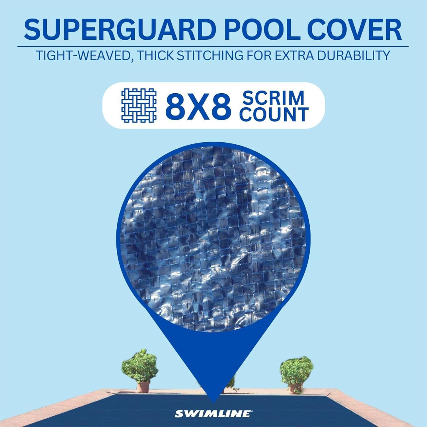 SWIMLINE HYDROTOOLS Super Guard Heavy Duty Pool Cover For Above Ground Swimming Pools |35 X 55 FT Cover | Blue / Black | Water Tube Sleeves | UV Protected For 30X50 FT Rectangle Pools | CO83555R