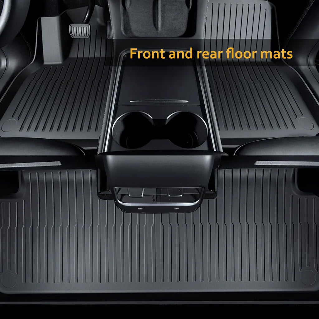 Floor Mats Trunk Mat for Tesla Model 3 Highland Sep. 2023-2026, All Weather TPE Floor Liners Backrest Cargo Mat with Trunk Door Sill Protector for Model 3 Highland Accessories 9Pcs