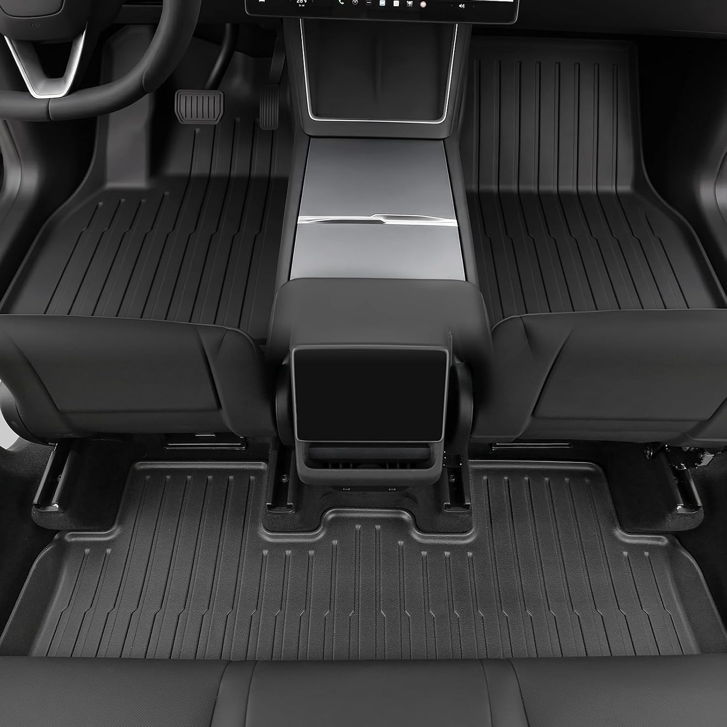 Floor Mats for 2025 2026 Tesla Model Y Juniper, 8PCS All Weather Full Set Cargo Liners Accessories, 3D TPE Odorless Trunk Frunk Rear Mats & Trunk Sill Guard for 5-Seater (Not Fit 7-Seat & Standard)