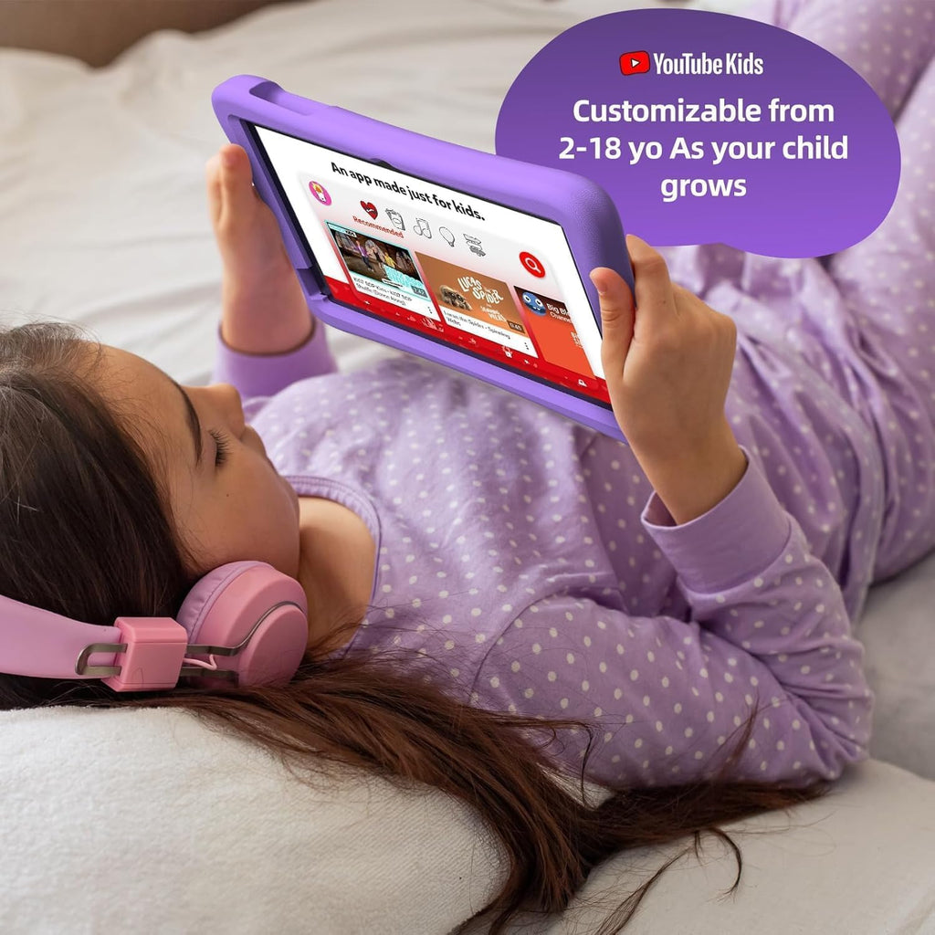 plimpton Kids Tablet 10 Inch - Upgraded Android 15 Tablet for Kids with Case Included, Octa-Core, Google Kids Space, Parental Control, 4GB+64GB, WiFi, BT5.3, YouTube, Great Gift for Toddler (Purple)