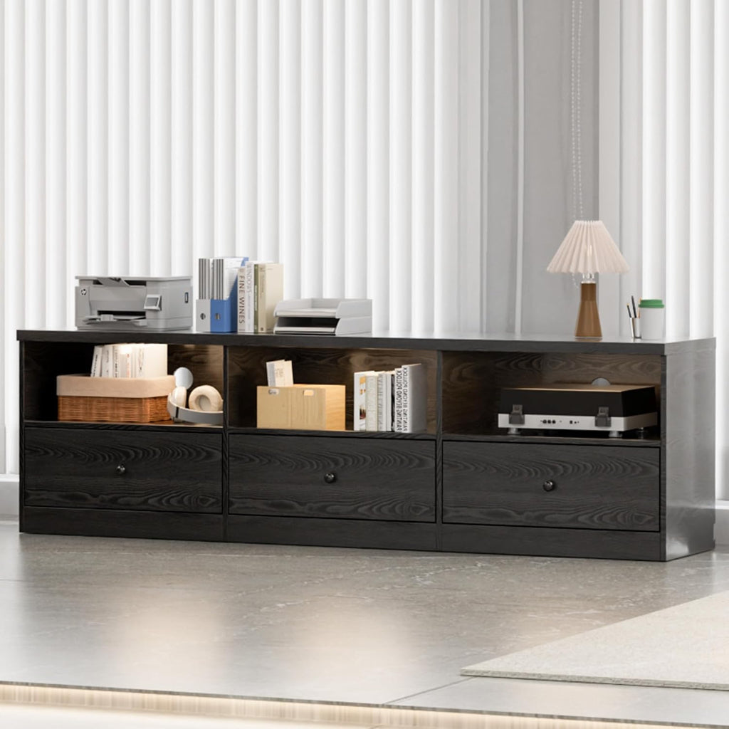 GarveeHome TV Stand for TVs Up to 80 in, Modern Entertainment Center with Large Open Shelf&Drawer&Cable Hole, Waterproof, Anti-Stain & Scratch-Resistant TV Media Console Cabinet for Living Room Office