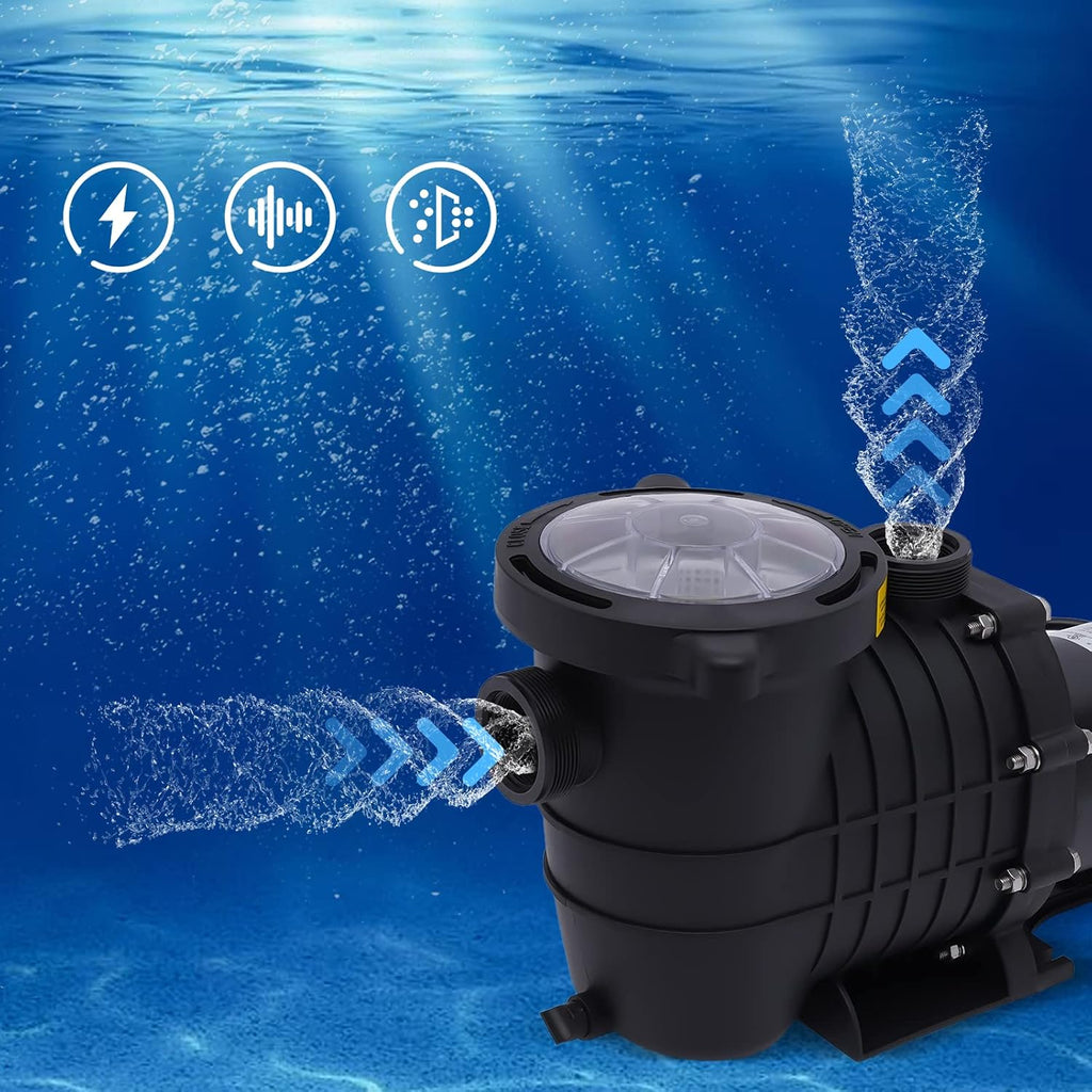 Pool Pump, HBP1500Ⅱ 2.0HP 1500W Powerful Selfpriming Pool Pumps Inground Above Ground Swimming Pool Water Pumps Dual Voltage Swimming Pools Pump for 31,000 Gallons Pools with Strainer Basket Connector