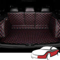 Trunk Liner Cargo Mats Custom for mini 2-Door 4seats 2014-2021 2022 2023 2024(Lower Floor), Car Trunk Mats Full Coverage Waterproof Luxury Leather Durable Car Accessories,Black-Red
