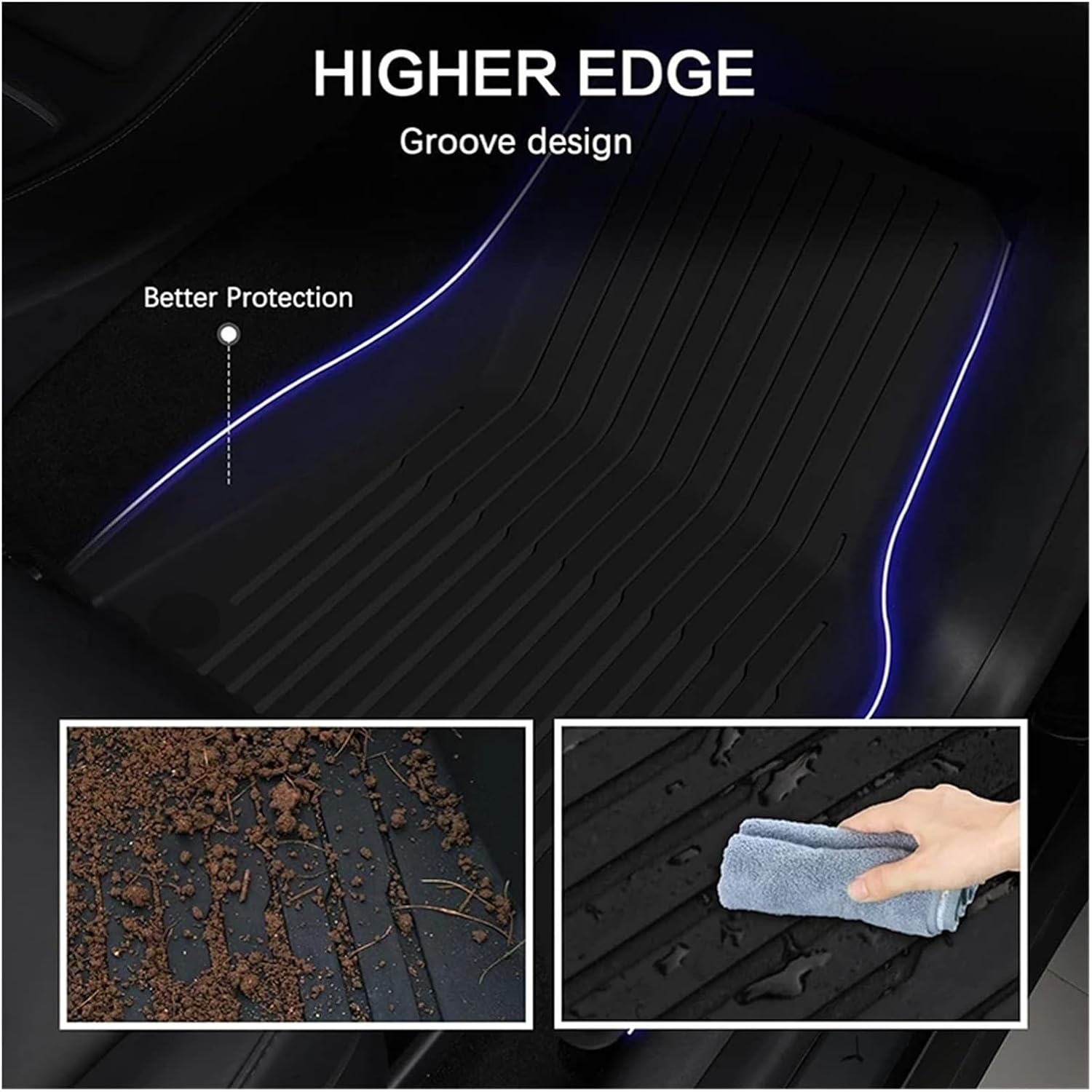 Floor Mats for Tesla Model 3 Y 2021-2024 5-Seater Custom Fit All Weather Heavy Duty TPE Cargo Liner Trunk Accessories(3 2024 TPE LHD 6PCS)