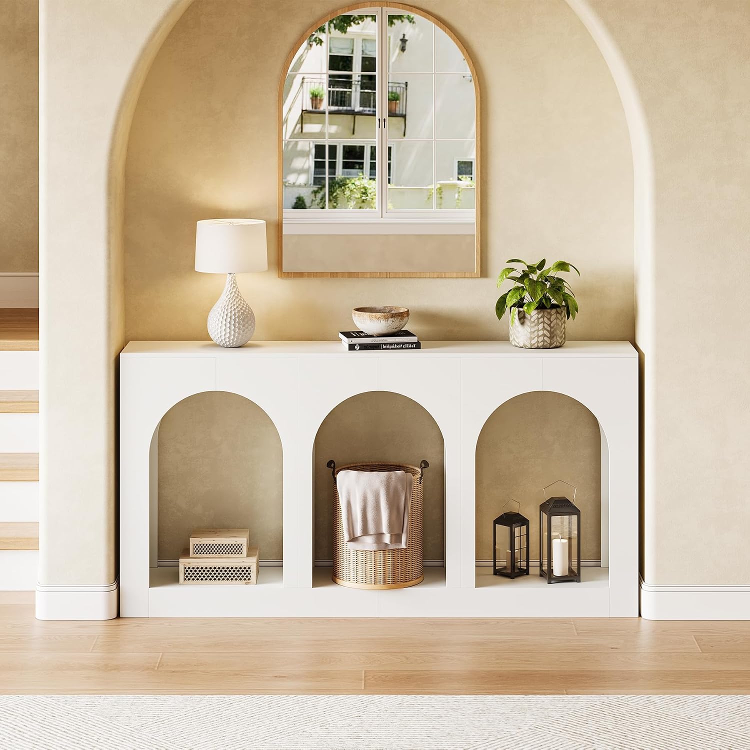 LITTLE TREE Console Table for Entryway, 71-Inch Long Narrow Modern Entry Table for Living Room, Hallway, Behind Couch, Entrance, Sofa, Foyer, Front Door, White
