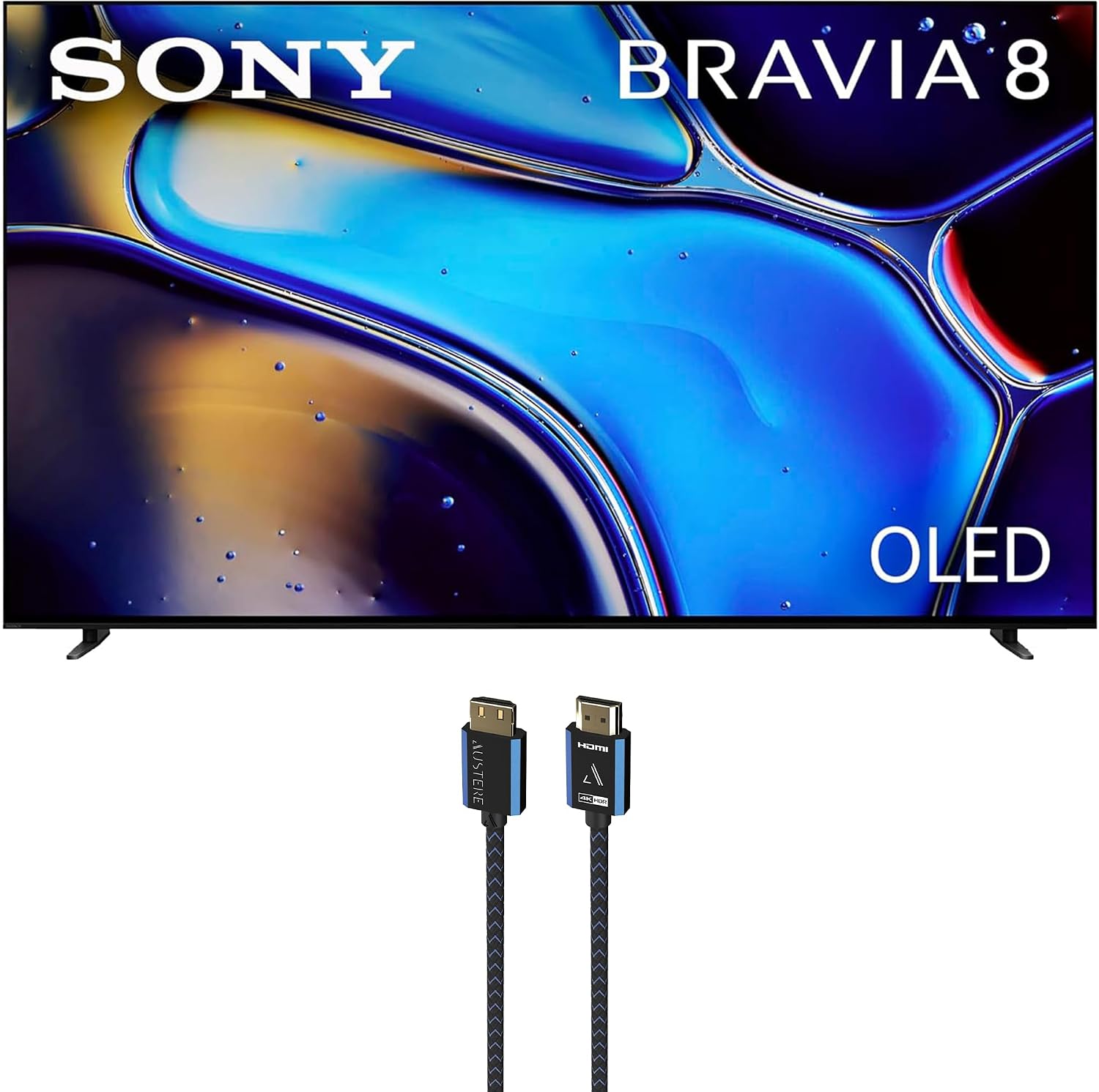 Sony K65XR80 65 Inch IMAX Enhanced Bravia OLED 4K HDR Google TV with an Austere 5S-4KHD2-2.5M V-Series 2.5m Premium 4K HDR HDMI Braided Cable (2024)