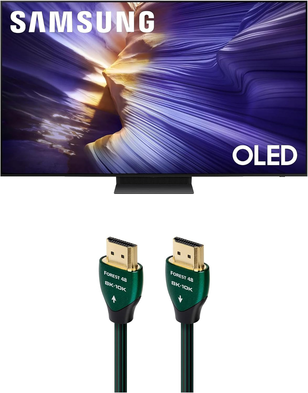 Samsung QN48S90FAEXZA 48 Inch 4K OLED Smart TV with an AudioQuest Forest HDM48FOR225 2.25M 48G 8K-10K HDMI Digital Cable (2025)