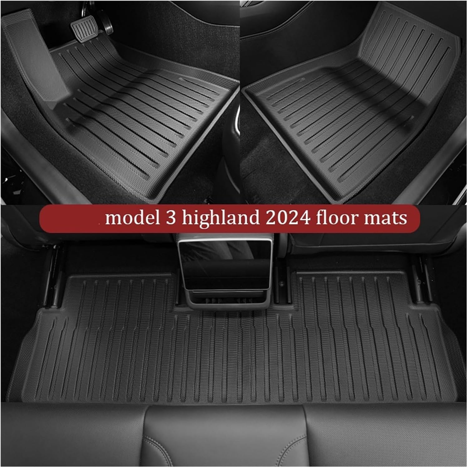 Compatible with Tesla Model 3 2024 Highland Floor Mats Cargo Liner Waterproof Anti-Slip Trunk Mat TPE Pads Model 3 2025 Highland Accessories(for 3 1Pc Mat)