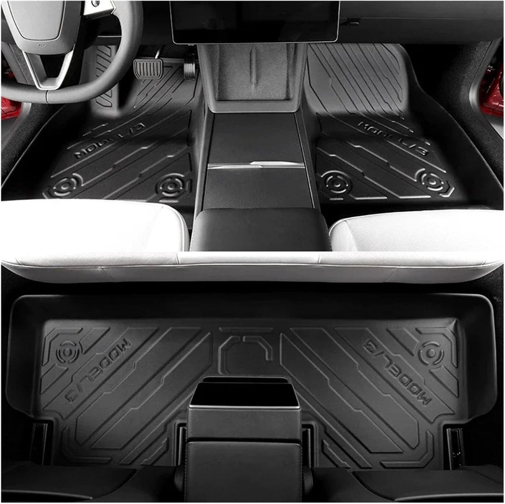 Compatible with Tesla Model 3 Highland 2024 2025+ TPE Floor Mats & Cargo Liner, 3D Cyber Style Waterproof Anti-Slip Trunk Mat Backrest Mats(6PCS Blanket Set)