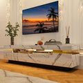 Uspeedy 70IN White TV Stand for 75/80 inch TV,Modern LED TV Stand for Living Room,High Gloss Entertainment Center with Storage Drawer,APP RGB Light,TV Console,Television Stands(Marbling)