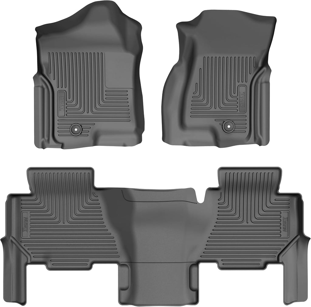 Husky Liners Weatherbeater Floor Mats | Fits 2003-2006 Cadillac Escalade ESV; 2000-2006 Chevrolet Suburban & GMC Yukon XL 1500 & 2500 | Front & 2nd Row, 3-pc Black - 93581