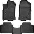 Husky Liners Weatherbeater Floor Mats | Fits 2019-2023 Ford Ranger, SUPERCAB ONLY | Front & 2nd Row, 3-pc Black - 93801
