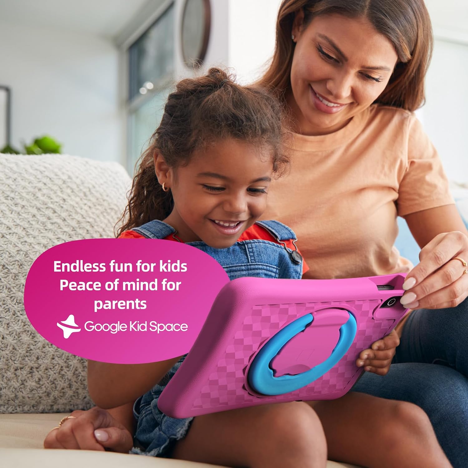 plimpton Kids Tablet 10 Inch - Upgraded Android 15 Tablet for Kids with Case Included, Octa-Core, Google Kids Space, Parental Control, 4GB+64GB, WiFi, BT5.3, YouTube, Great Gift for Toddler (Pink)