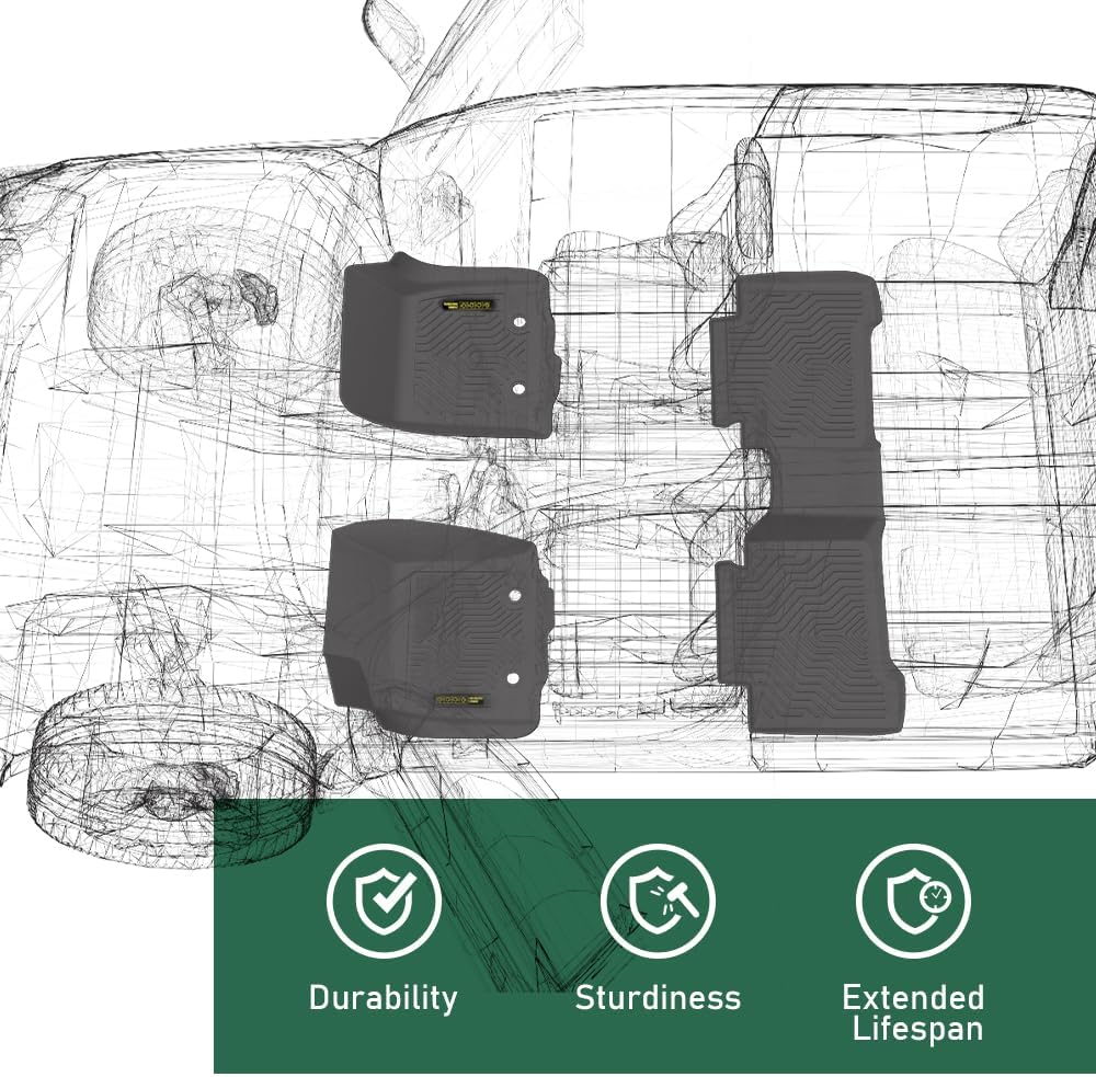 GRAND ORANGE TPE Floor Mats Cargo Liners Compatible with Toyota 4Runner 1996 1997 1998 1999 2000 2001 2002 1st & 2nd Row All Weather Protection Gray Floor Liners alfombras para carro 3PCS
