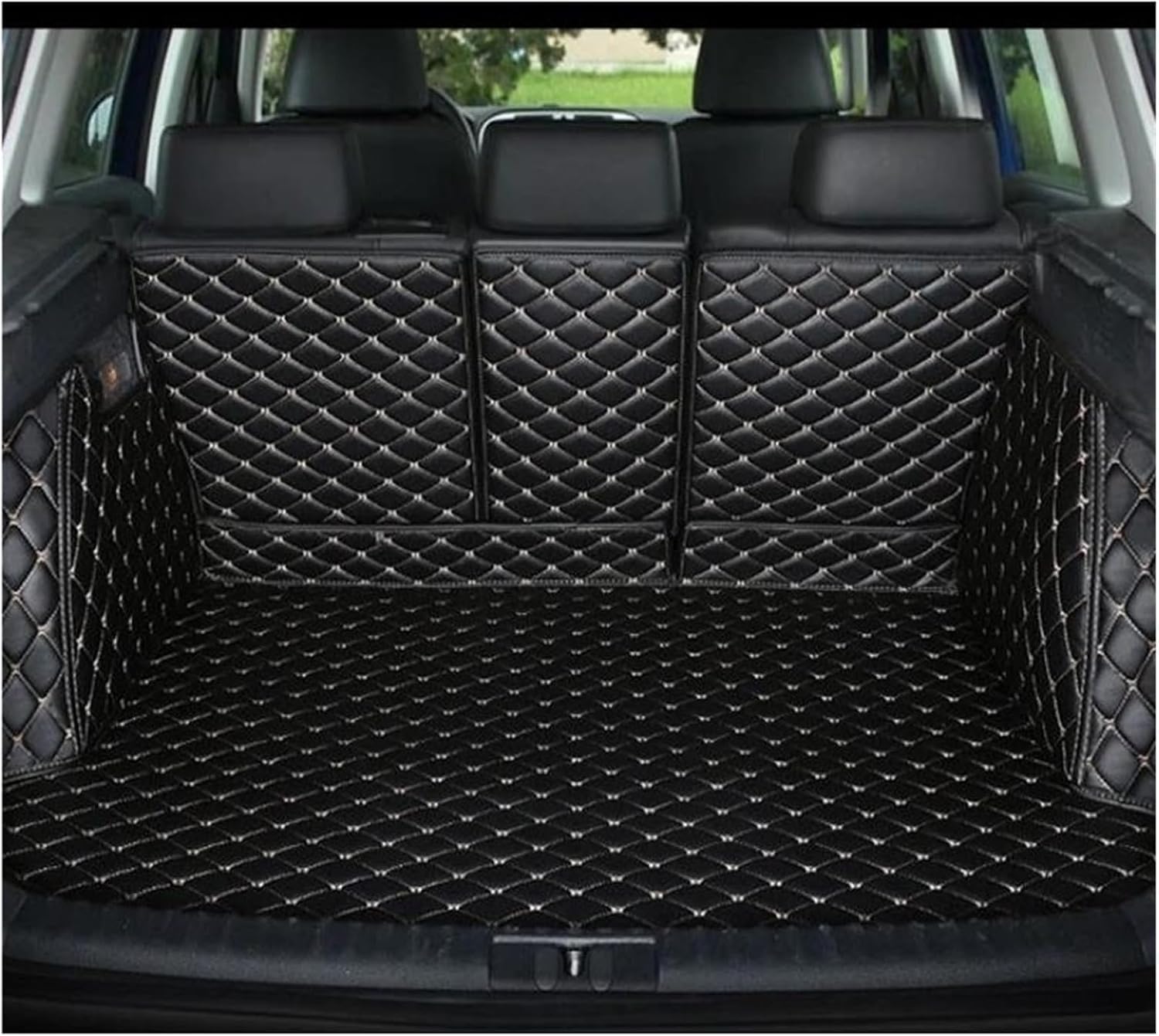 OUTMX Car Trunk Anti Slip mat for Tesla Model 3 2019-2023 Trunk Mat Full Package Cargo Liner Floor Mat Tailgate Mat Interior Modification,Black Beige