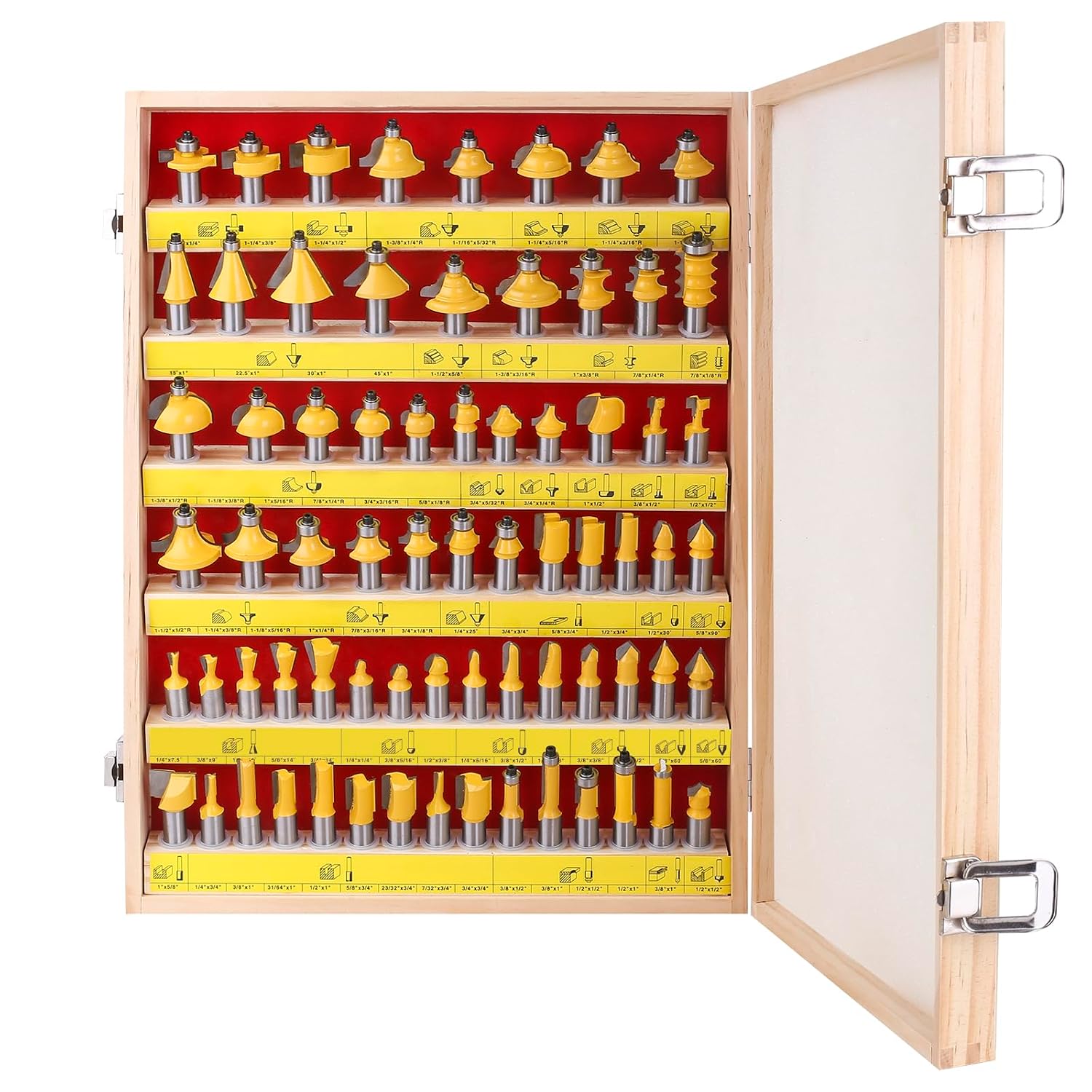 Router Bits 70 Pieces, 1/2 Inch Shank Tungsten Carbide Router Bit Set, for Professional and Beginners Carpenter