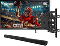 SYLVOX 55' Outdoor TV Bundle with Wall Mount & S2 Soundbar, 4K HDR Waterproof Smart TV (Deck Pro 3.0), 1000 Nits, Voice Remote, for Patio & Backyard