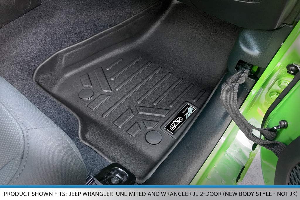 SMARTLINER Floor Mats 2 Row Liner Set Compatible with 2018-2018 Jeep Wrangler