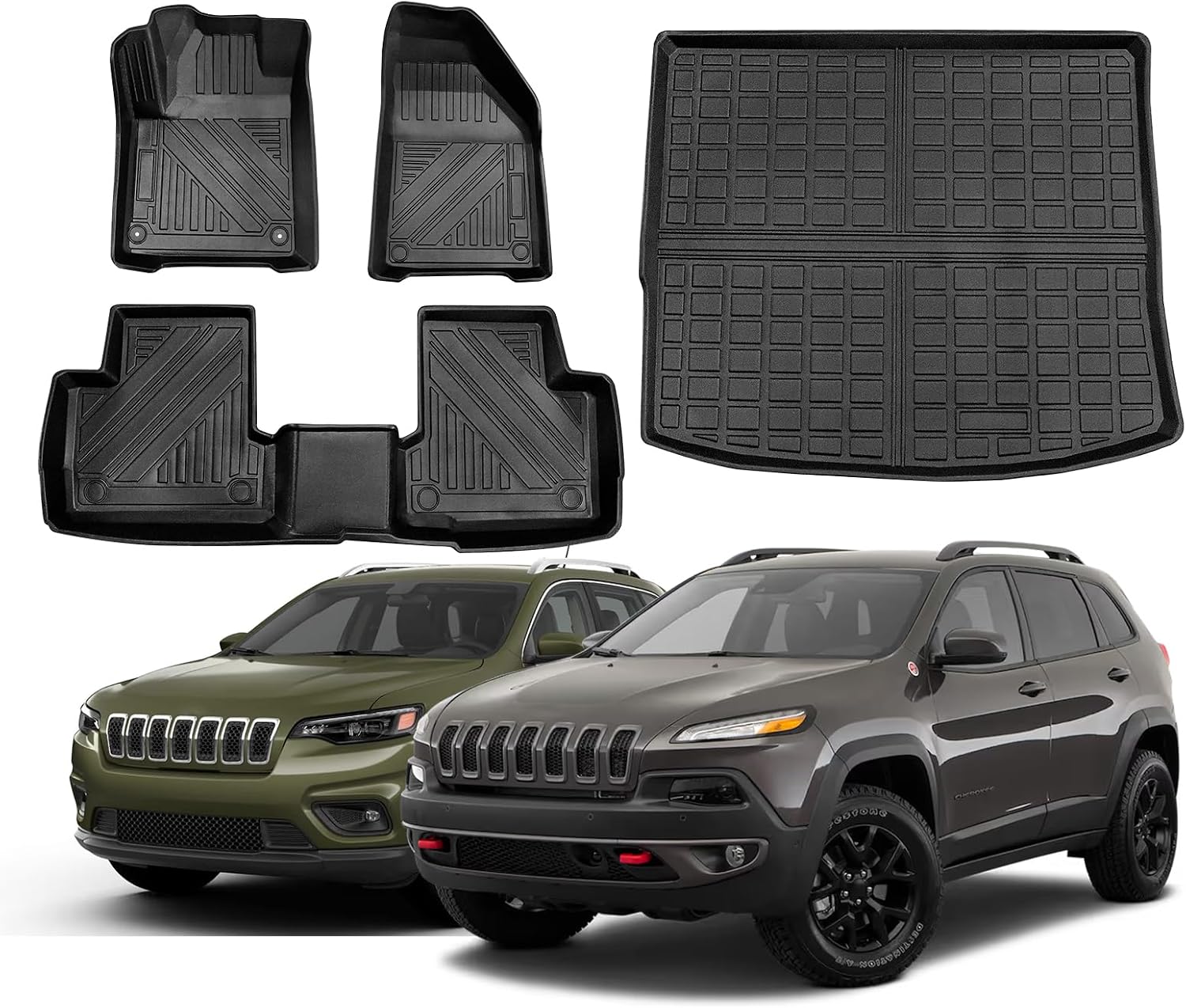 Compatible for 2014-2025 Jeep Cherokee Floor Mats & Cargo Liner All Weather TPE Mats for 2025-2014 Jeep Cherokee Accessories