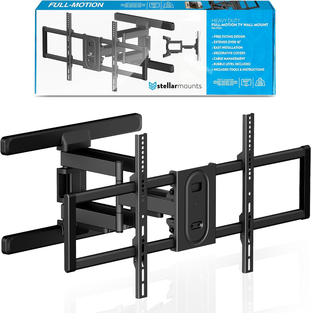 Heavy Duty Dual Arm Articulating TV Wall Mount Bracket for Samsung Q70D (Q71D, Q72D, Q73D, Q74D, Q75D) QN55Q70D 55 Inch TV - Tilt & Swivel with Reduced Glare