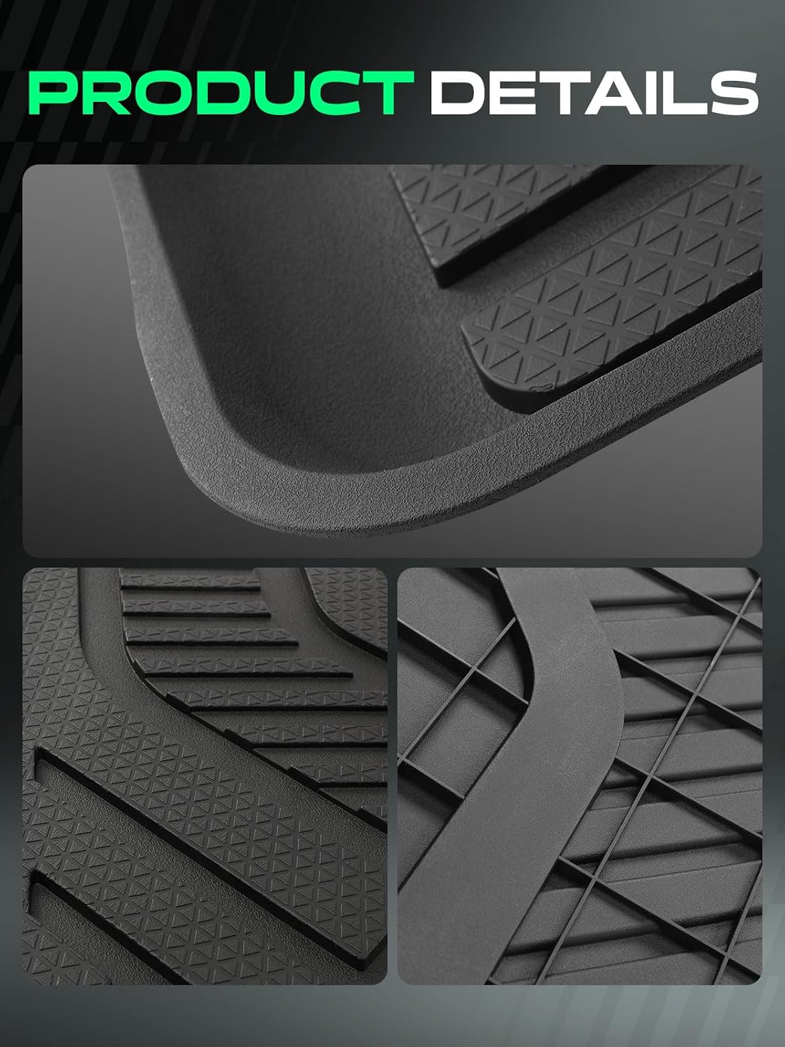 YHTAUTO Floor Mats & Cargo Liners Compatible with Tesla Model 3 Highland 2024 2025 2026, TPE Floor Liners All Weather Custom Fit, 1st & 2nd Row & Cargo Trunk Mat & Lower Storage Mat, Set of 5, Black