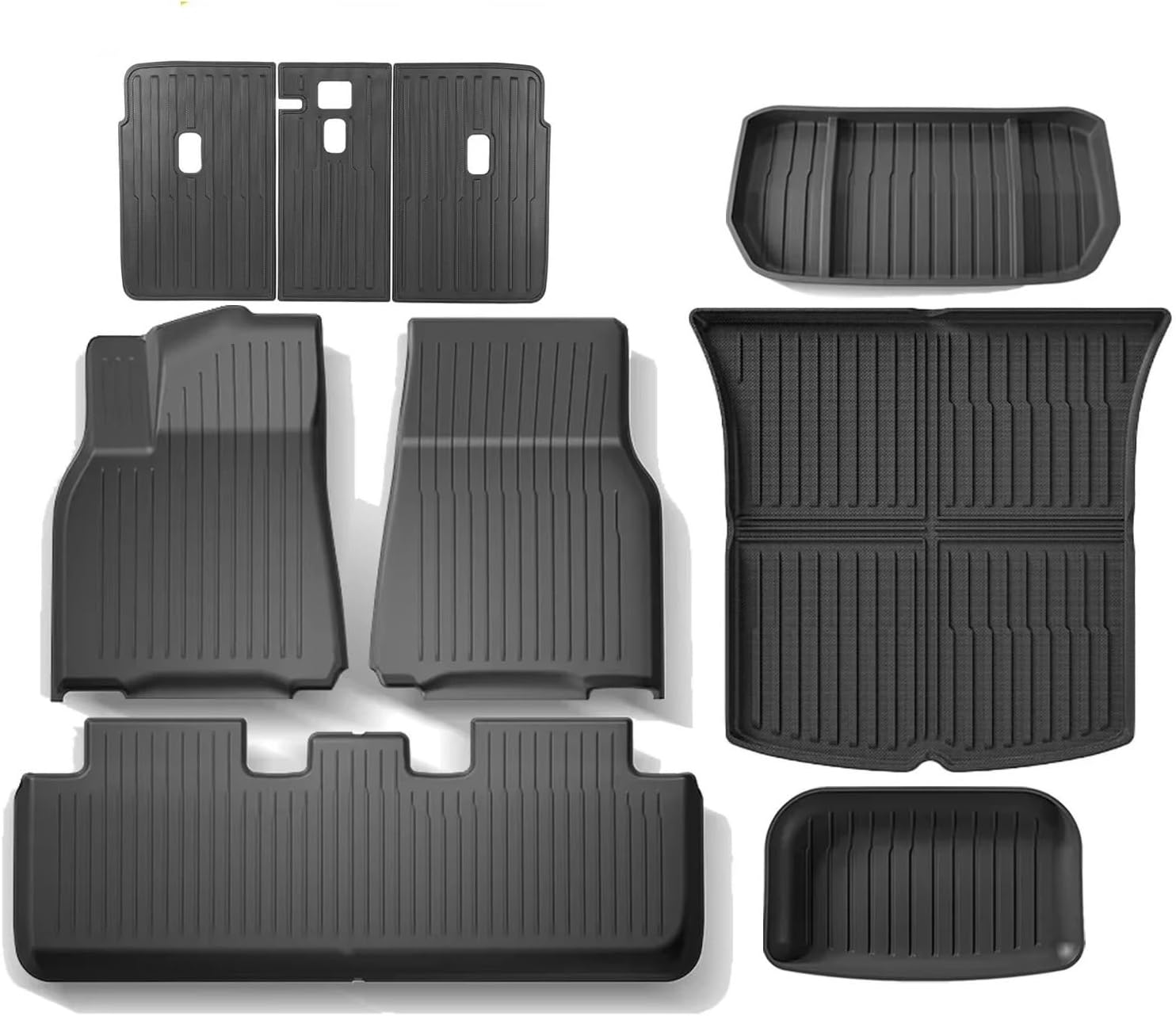 TPE Floor Mats Compatible with Tesla Model 3 Highland 2024 Model Y 2024-2017, Upgraded WP Anti-Slip Front Rear Cargo Liner Trunk Mat(9PCS for Model Y)
