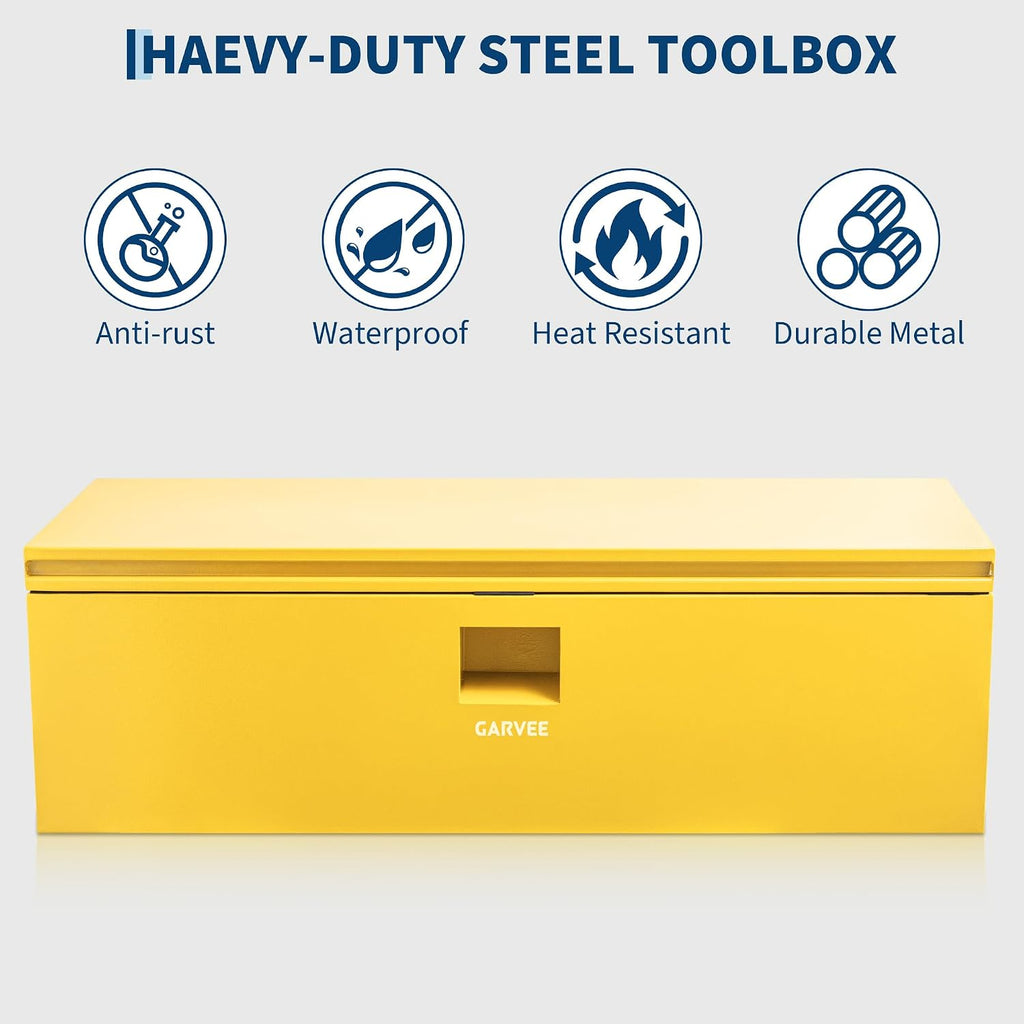 Garvee Steel Truck Tool Box Heavy Duty Truck Bed Toolbox w/Dual Lids, Lockable & Weatherproof, Fits for Pickup, Truck Bed, RV, Trailer