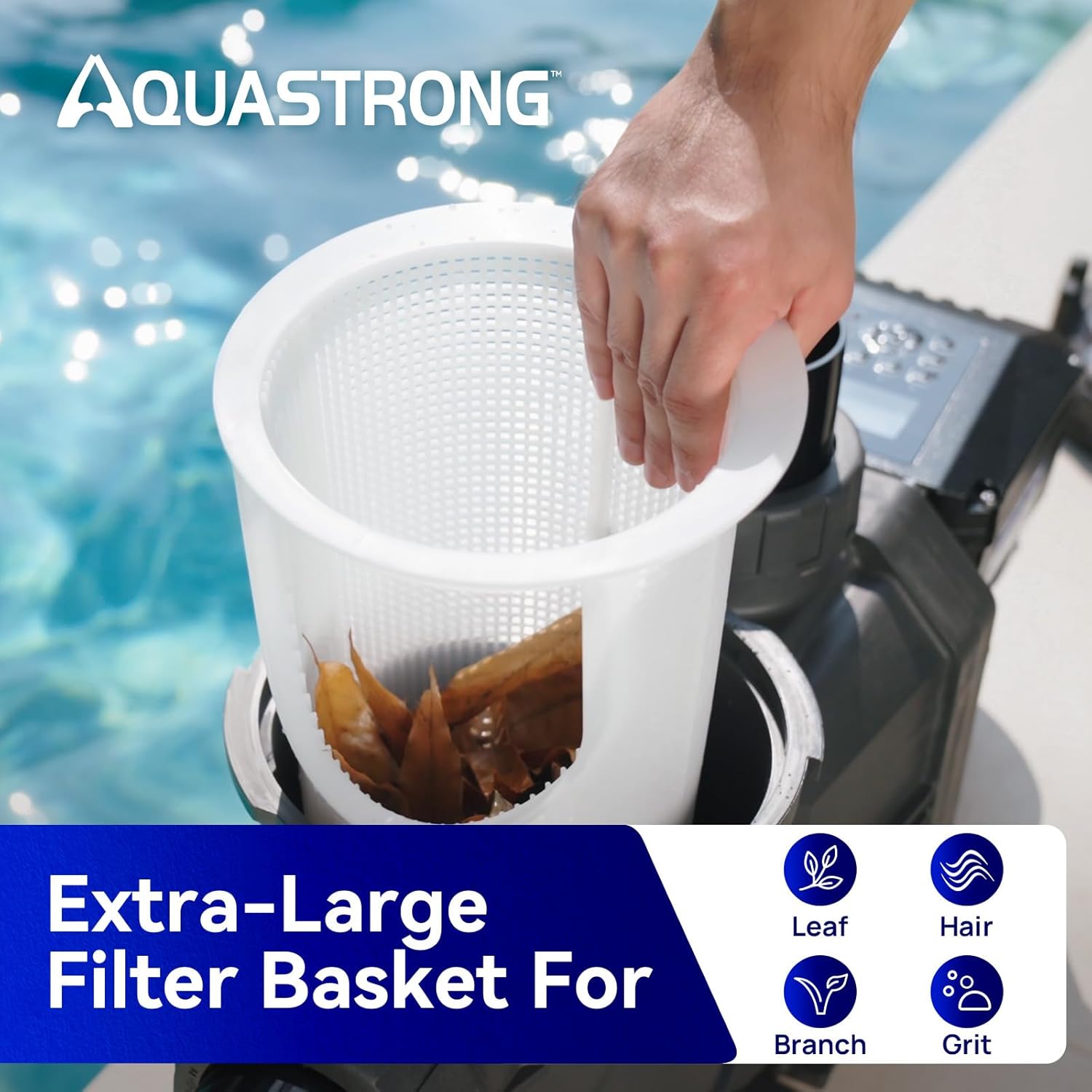 Aquastrong Variable Speed Pool Pump In/Above Pool Pump Energy Efficient High Flow Powerful Self Primming Swimming Pool Pumps with Filter Basket,Black