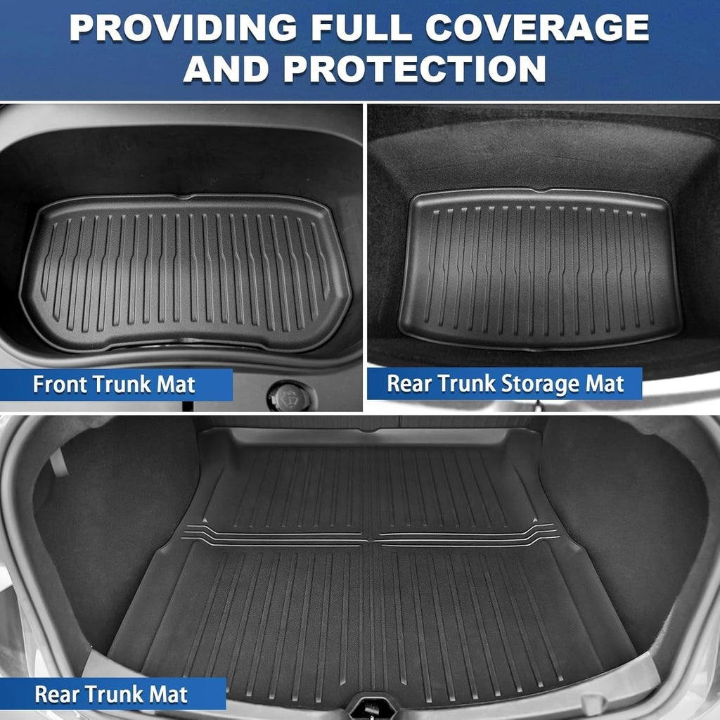 Compatible with Tesla Model 3 2024 2025 2026 Floor Mats Cargo Liner WP Anti-Slip Trunk Mat TPE Pad Left/Right Hand Rubber(8pcs LHD)