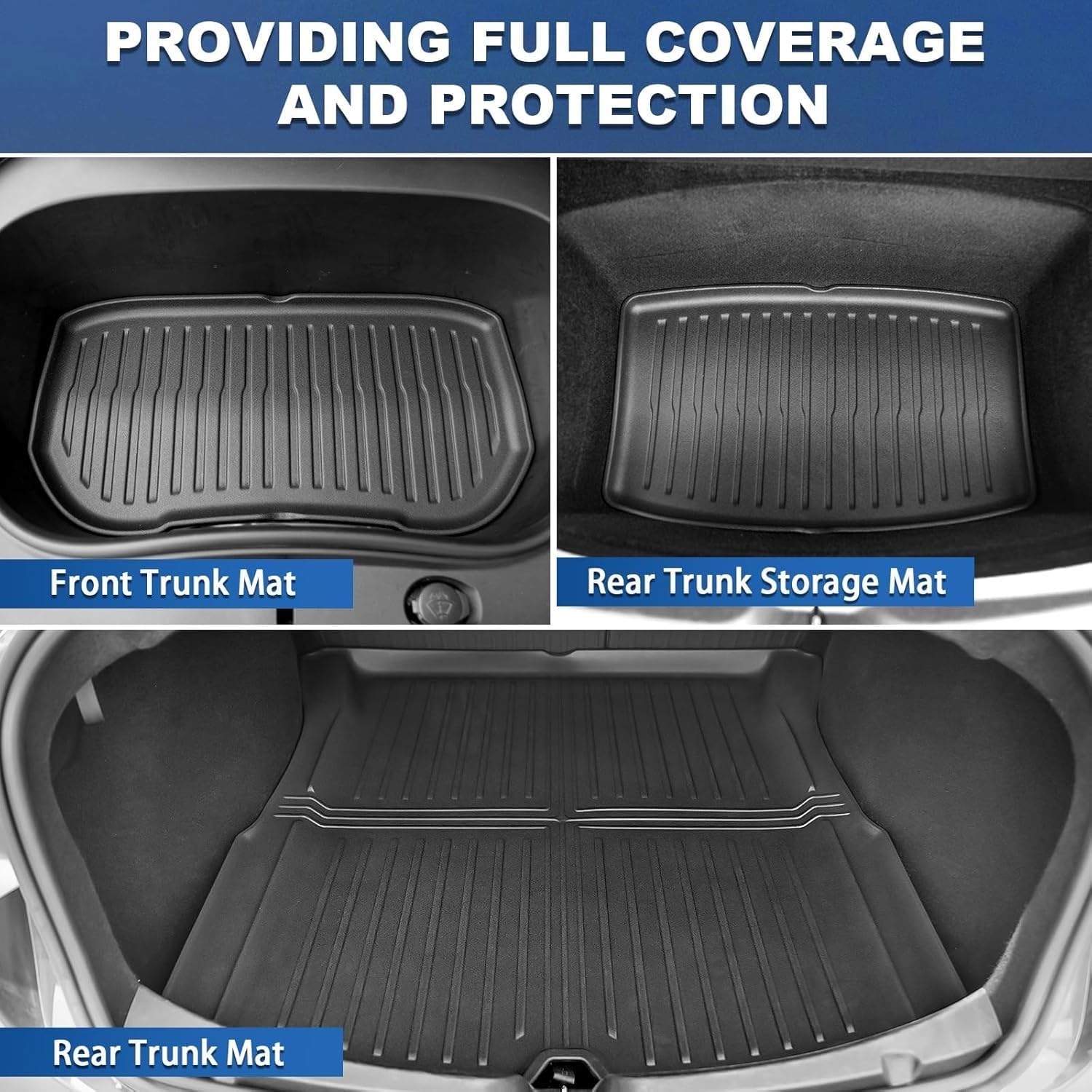 Compatible with Tesla Model 3 2024 2025 2026 Floor Mats Cargo Liner WP Anti-Slip Trunk Mat TPE Pad Left/Right Hand Rubber(8pcs RHD)