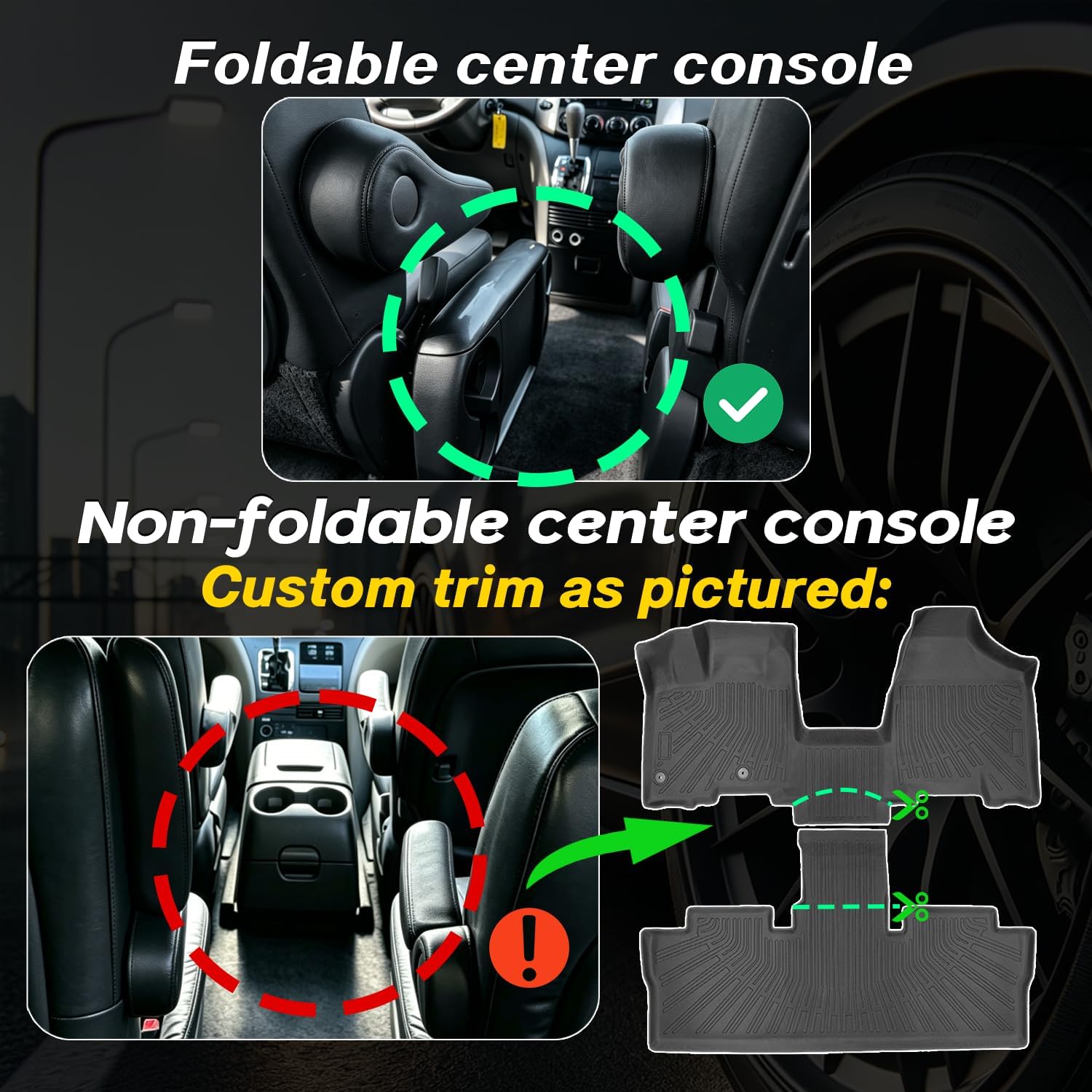 Floor Mats Compatible with Toyota Sienna 2004-2010(7/8 Seats),All Weather Protection Duarble TPE Cargo Liner with Backrest Mats Accessories Compatible with Toyota Sienna 2004-2010(7/8 Seats)