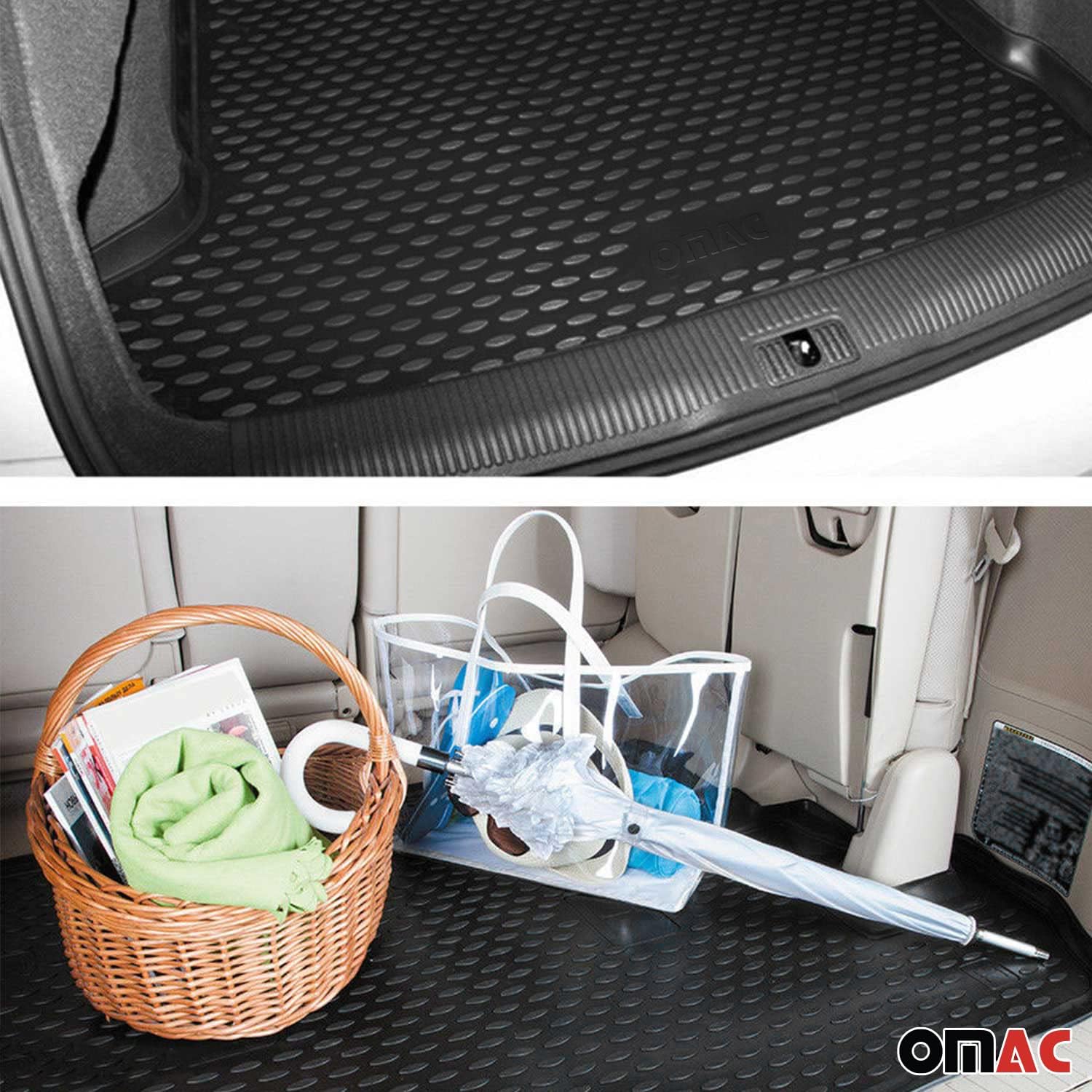 OMAC Custom Floor Mats & Cargo Liners for Honda Element 2003-2008 Black 4 Pcs