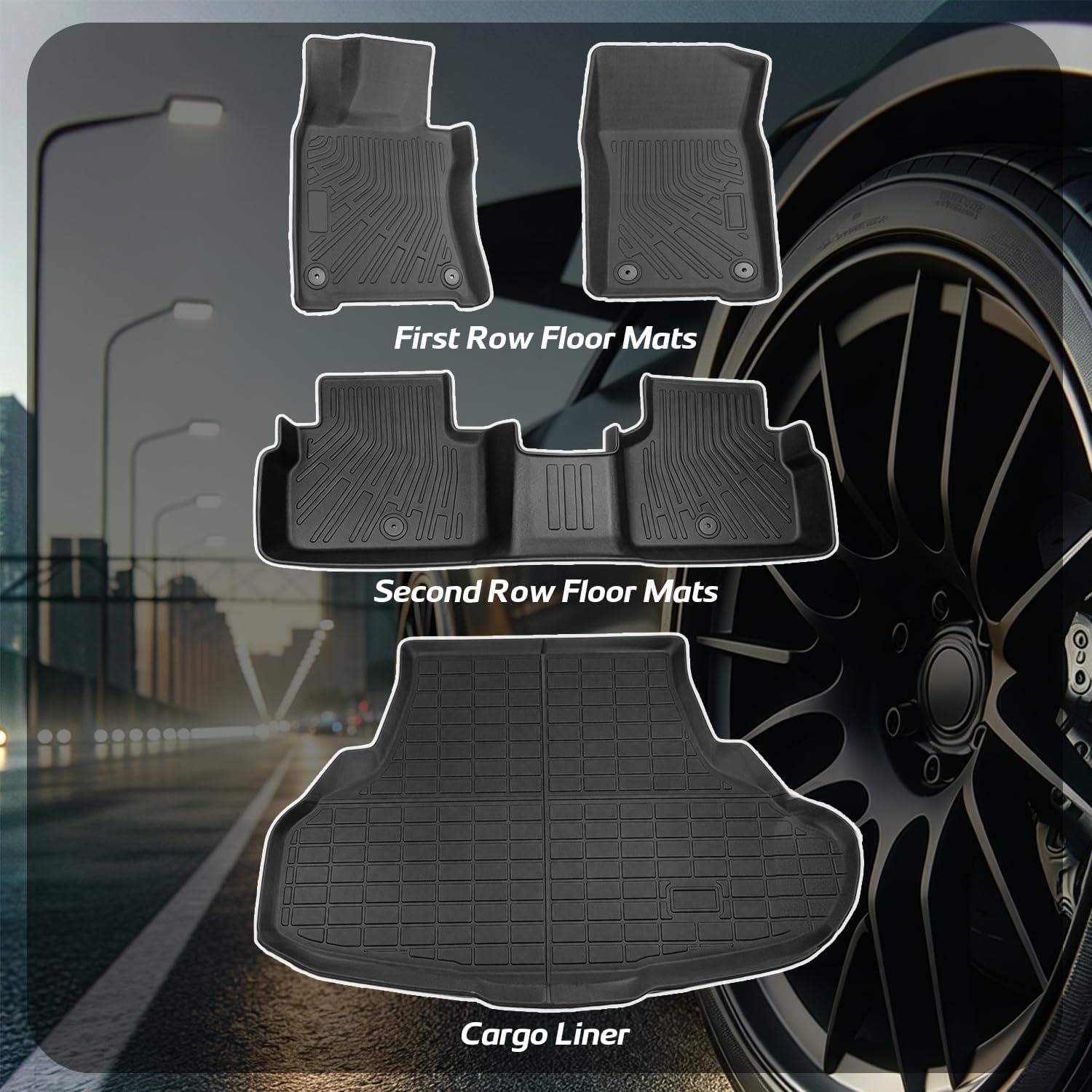 Floor Mats Compatible with Infiniti Q50 2019-2025(Only Sedan),All Weather Protection Duarble TPE Cargo Liner Accessories Compatible with Infiniti Q50 2019-2025(Only Sedan)