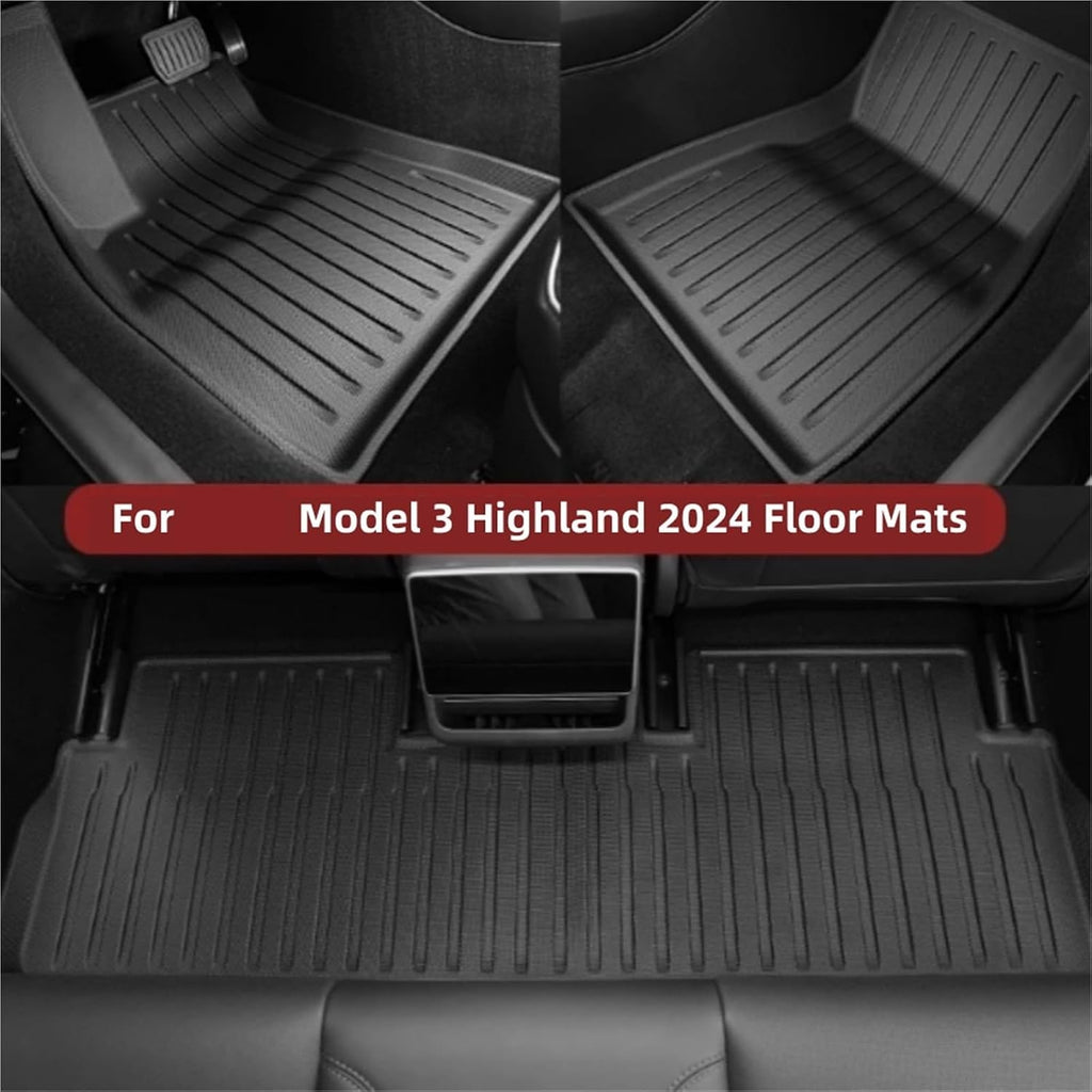 Compatible for Tesla Model 3 2024 Highland Floor Mats Cargo Liner Waterproof Anti-Slip Trunk Mat TPE Pads Left Right Rubber Accessories(RHD 6pcs)