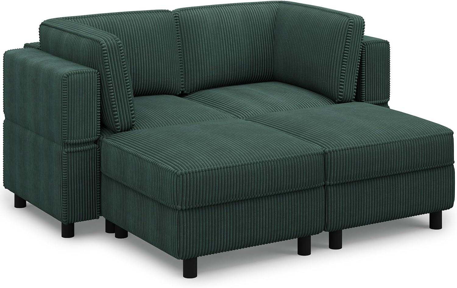 Belffin Modular Sectional Sofa with Deep Storage Seat,Corduroy Sectional Couch Convertible 4 Seat Modular Sleeper Sofa Couch Chaise,Green