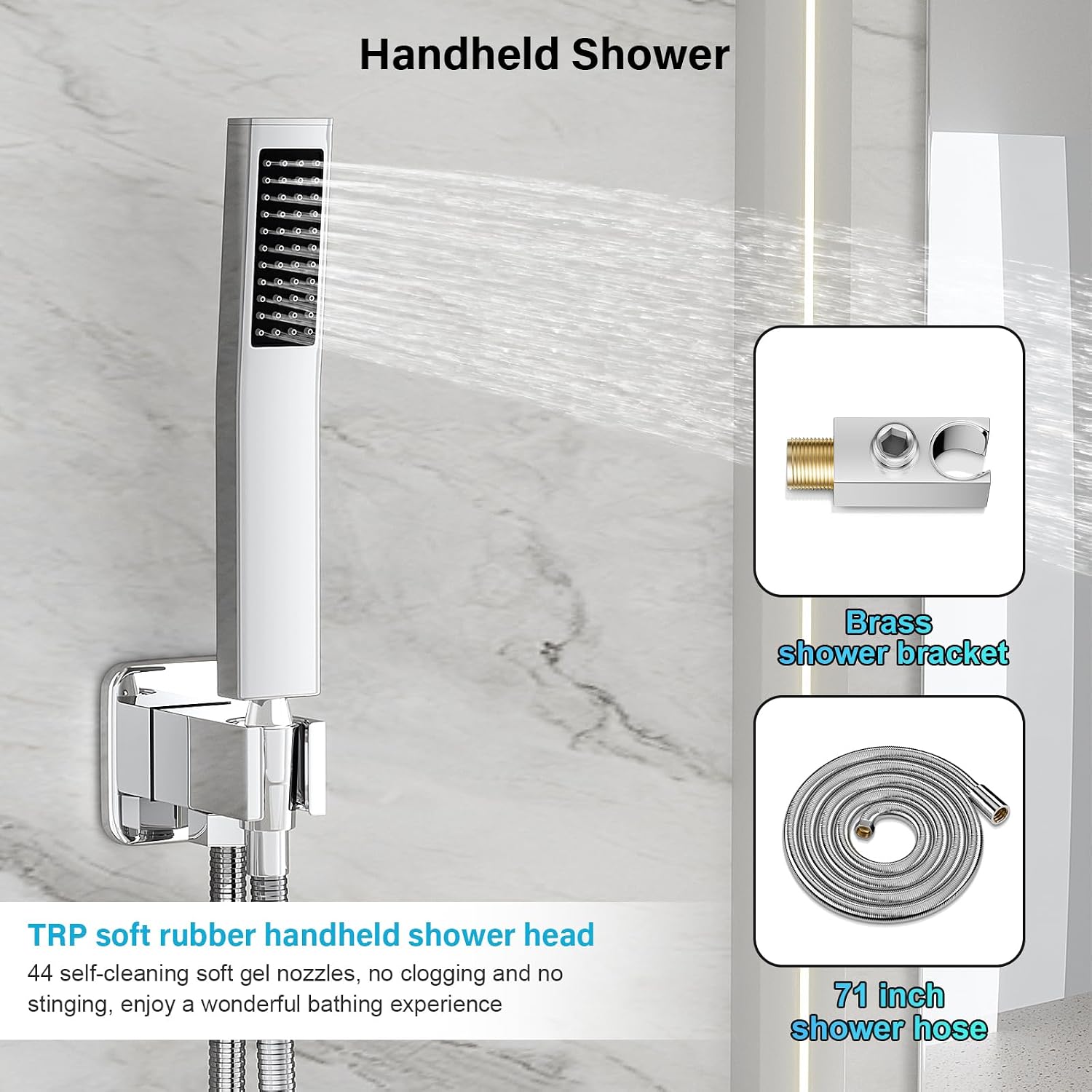 FPXRNG Shower Faucet Set Bathroom Square Rain Shower Head and Handle Set, Wall Mounted Shower Fixtures, Full Metal Trim Repair Kit 12 inch Polished Chrome (With Shower Valve)