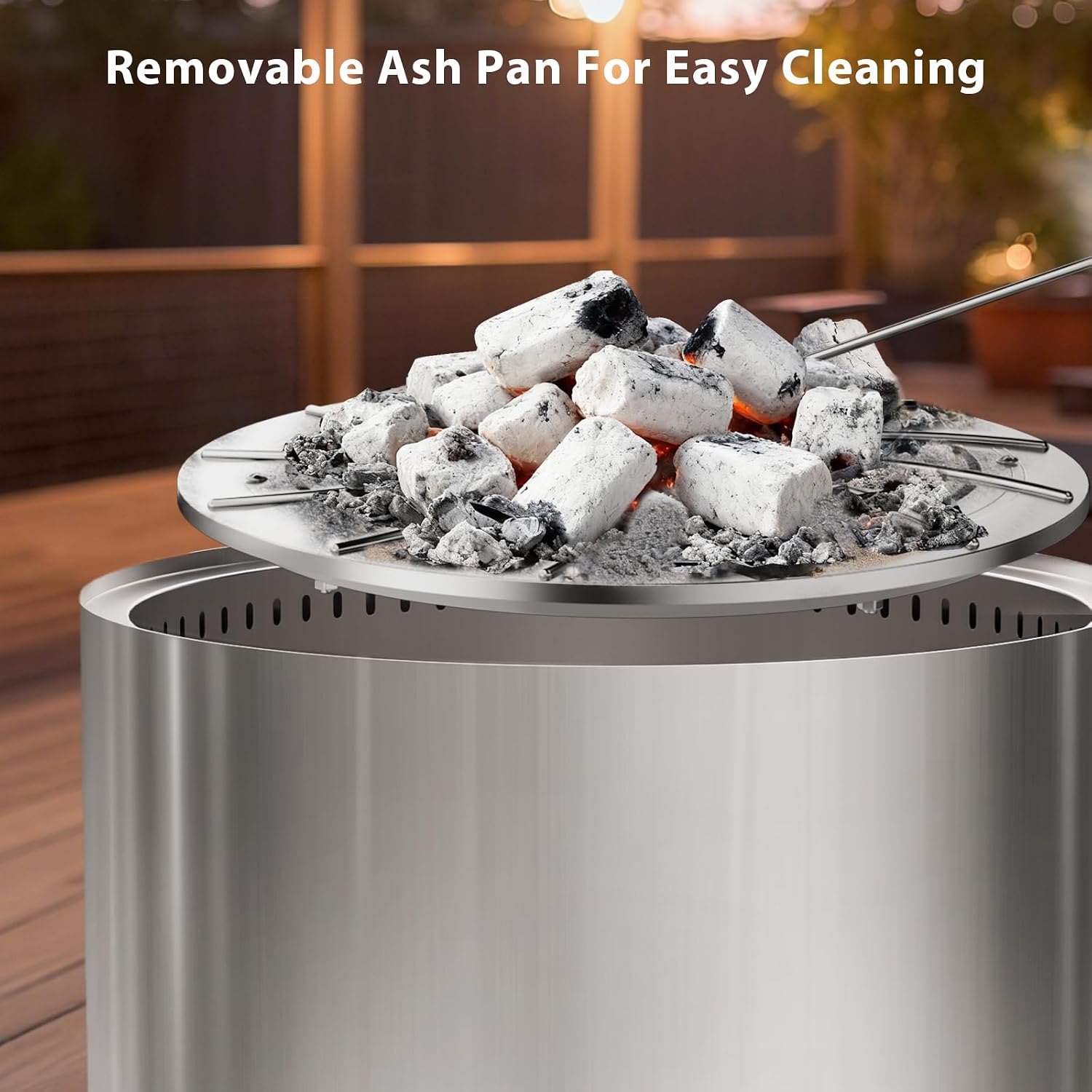 Panovue 22 Inch Smokeless Fire Pit, Stainless Steel Wood Burning Outdoor Firepit for Outside Patio, Backyard, Camping and Outdoor Gatherings,Outdoor Fire Place with Removable Ash Pan