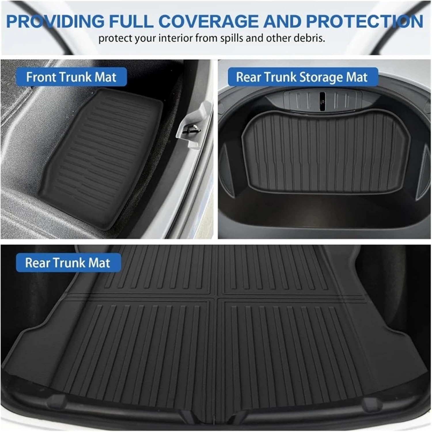 Compatible with Tesla Model 3 2024 Highland Floor Mats Cargo Liner Waterproof Anti-Slip Trunk Mat TPE Pads Model 3 2024 Highland Accessories(8pcs RHD)