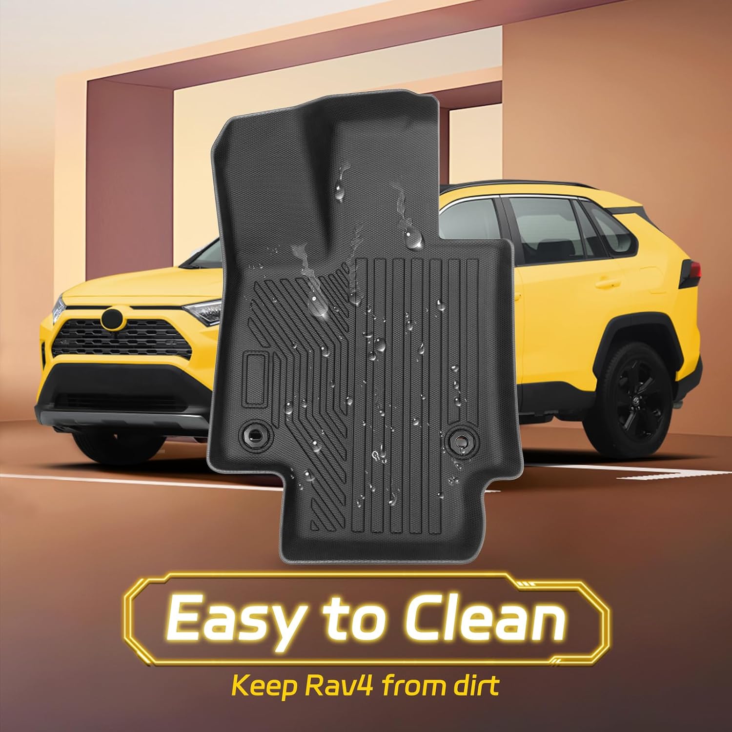 Floor Mats for Toyota RAV4(Include Hybrid) 2025 2024-2019 6Pcs All Weather RAV4 Floor Mats Full Set for Toyota RAV4 Accessories 2025 2024-2019 TPE Back Seat Cover Protector