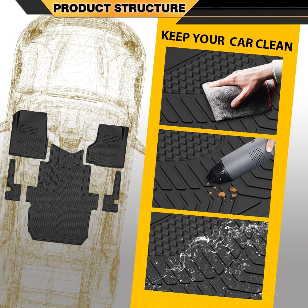 TPE Floor Mats Compatible with Freightliner Cascadia Models 2008-2018 Excludes New Cascadia Body Style Truck Accessories Cargo Liners All Weather Protection 5PCS Alfombras para Carro