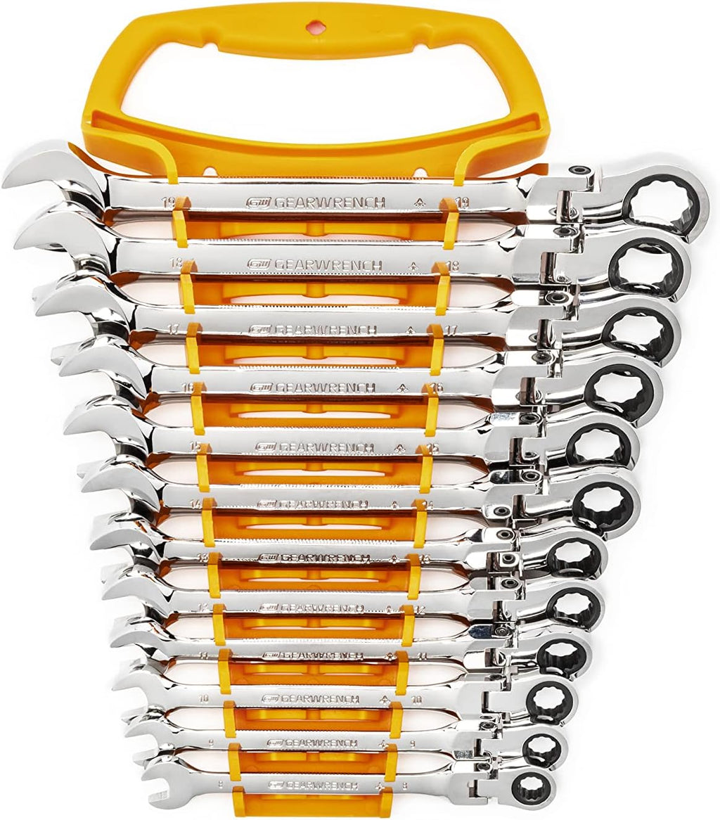 GEARWRENCH 12 Piece Flex Head Ratcheting Combination Wrench Set | 12 Point | Metric | 9901D