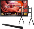 SYLVOX Outdoor TV with Rolling Stand & Soundbar, 65 inch 2000 Nit Full Sun Smart TVs, Sunlight Readable, IP56 Waterproof, 4K TV for Outdoor Households or Commercial Places
