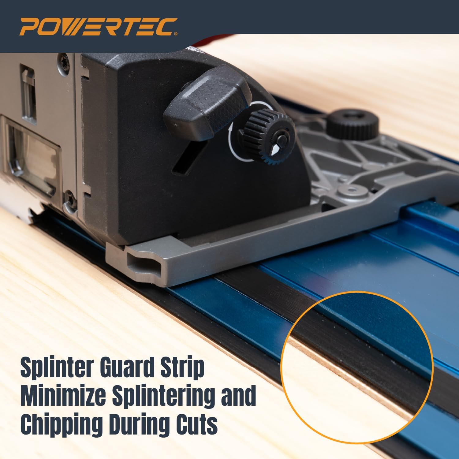 POWERTEC 72460 110' Track Saw Guide Rail Joining Set for Milwaukee Track Saws w/Quick Release Clamps for Woodworking Projects