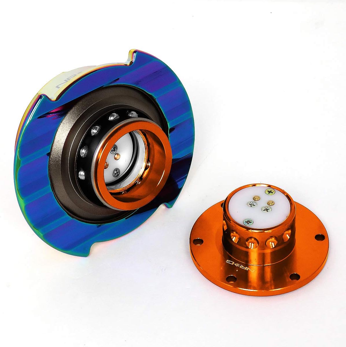 Auto Dynasty NRG Innovations SRK-250OR-MC Steering Wheel Quick Release Adapter Gen 2.5 Orange Body/Neo Chrome Ring