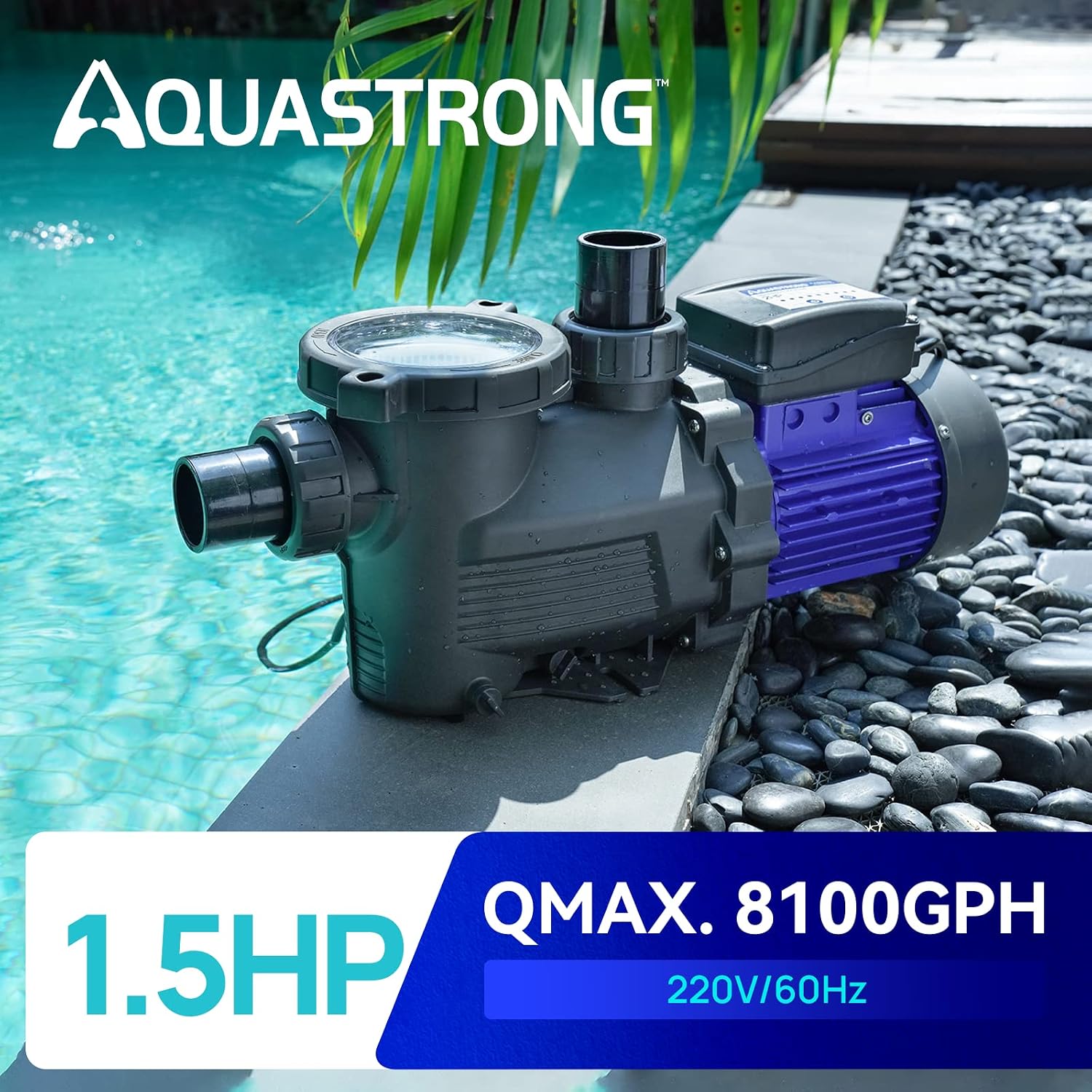 Aquastrong In/Above Ground Pool Pump High Flow Self Primming Swimming Pool Pump,Dark Blue